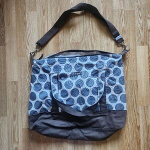 Thirty-One Blue and Gray Polka Dot Tote